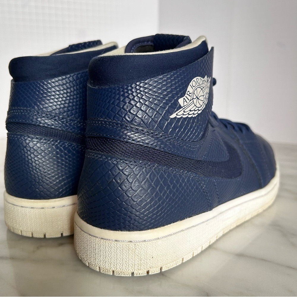 Nike Mens 11.5 Air Jordan 1 High Nouveau Navy Snakeskin 819176-407 2016 Sneakers - Picture 15 of 16